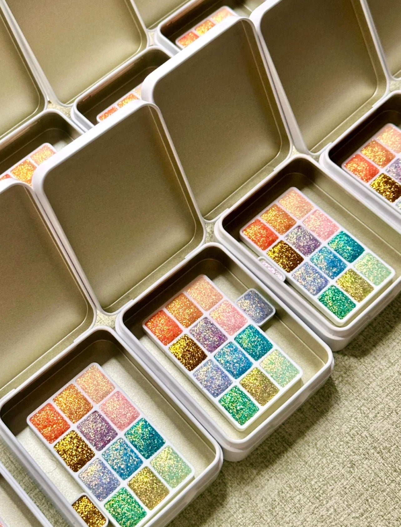 Handmade Diamond Glitter Watercolors — 12-Color Set, Final-Step Accents