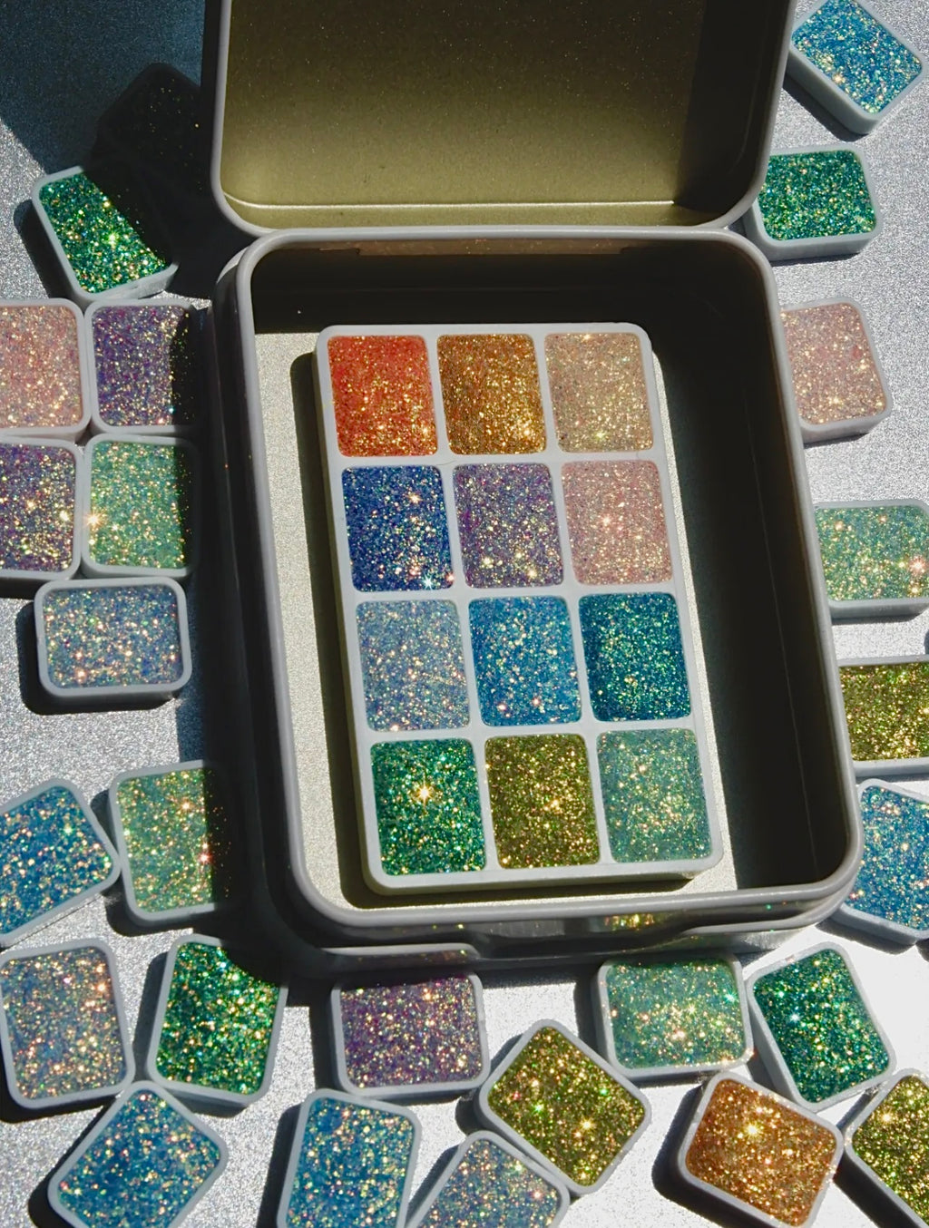 Handmade Diamond Glitter Watercolors — 12-Color Set, Final-Step Accents