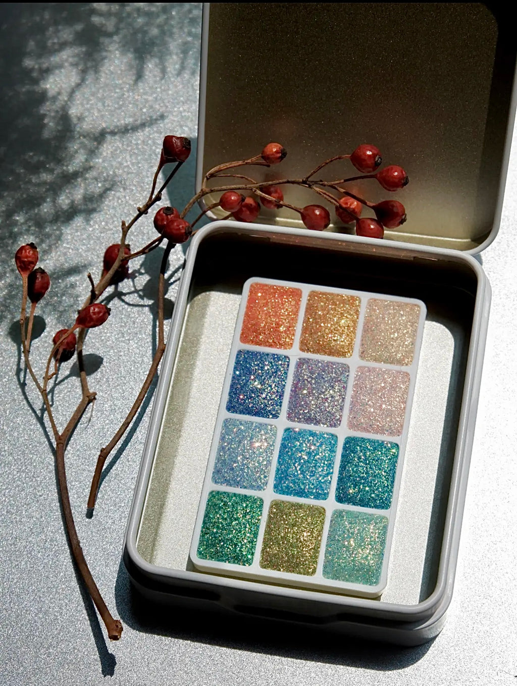 Handmade Diamond Glitter Watercolors — 12-Color Set, Final-Step Accents