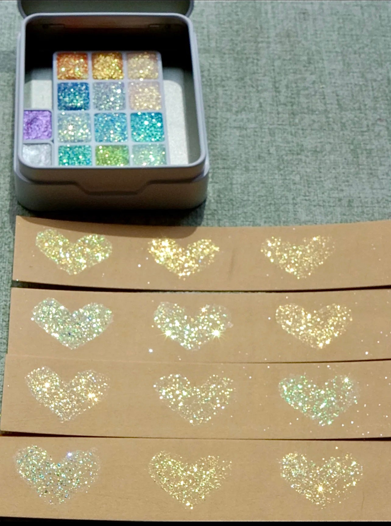 Handmade Diamond Glitter Watercolors — 12-Color Set, Final-Step Accents